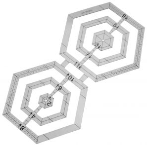 Линейка для пэчворка и квилтинга "Двойной шестиугольник" общая длина 22 см