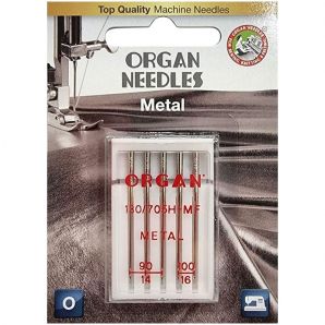 Иглы швейные для метализированных нитей ORGAN METAL №90/100 для бытовых швейных машин блистерная упаковка 5 шт