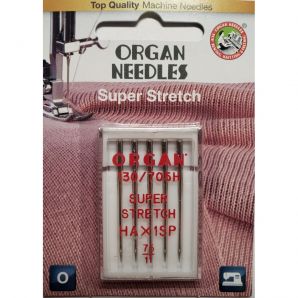 Иглы швейные для cтрейча, лайкры ORGAN SUPER STRETCH №75 для бытовых швейных машин блистерная упаковка 5 штук