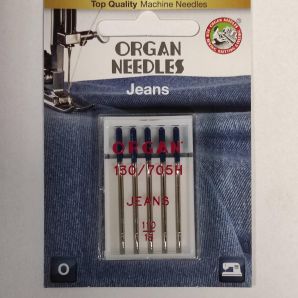 Иглы швейные для джинса ORGAN JEANS №110 для бытовых швейных машин блистерная упаковка 5 штук