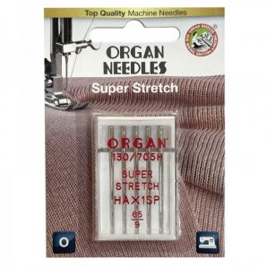 Иглы швейные для cтрейча, лайкры ORGAN SUPER STRETCH №65 для бытовых швейных машин блистерная упаковка 5 штук