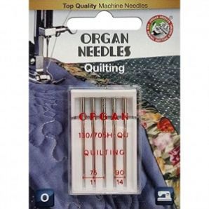 Иглы швейные для квилтинга ORGAN QUILTING №75/90 для бытовых швейных машин блистерная упаковка 5 штук