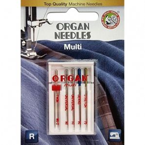 Иглы швейные ORGAN MULTI BOX блистер (Twin 1шт, Universal 2шт, Jeans 1шт, Super Stretch 1шт) для бытовых швейных машин