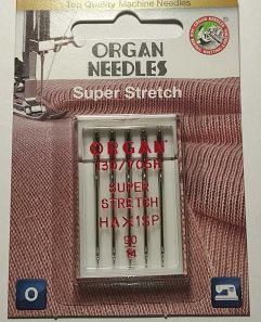 Иглы швейные для cтрейча, лайкры ORGAN SUPER STRETCH №90 для бытовых швейных машин блистерная упаковка 5 штук