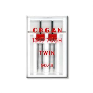 Иглы швейные двойные универсальные ORGAN TWIN №90/3 пластиковый бокс для бытовых швейных машин