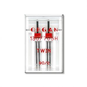 Иглы швейные двойные универсальные ORGAN TWIN №90/2 пластиковый бокс для бытовых швейных машин