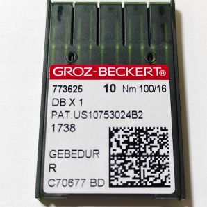 Иглы с тонкой колбой для промышленных швейных машин Groz-Beckert DBx1, R, №100/16 GEBEDUR