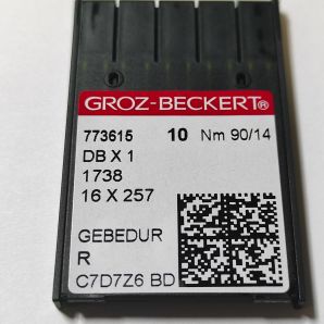 Иглы с тонкой колбой для промышленных швейных машин Groz-Beckert DBx1, R, №90/14 GEBEDUR