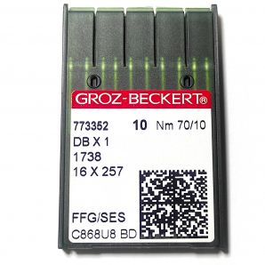 Иглы с тонкой колбой для промышленных швейных машин Groz-Beckert DBx1, FFG/SES, №70/10