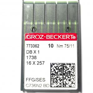 Иглы с тонкой колбой для промышленных швейных машин Groz-Beckert DBx1, FFG/SES, №75/11