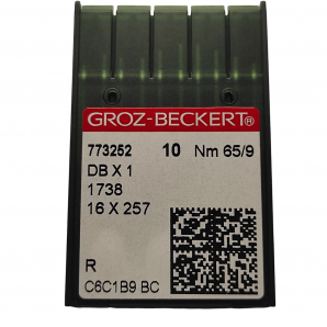 Иглы Groz-Beckert DBx1, R, №65 с тонкой колбой для промышленных швейных машин