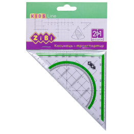Косинець 2 в 1,140мм, 90 ° 45 °, з салатовою смужкою, блістер, KIDS Line ZiBi ZB.5623-15 (6003)