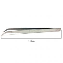 Пінцет з вигнутими кінчиками, з гладкими ручками TWE-7A, довжина 14,5 см, Yoke
