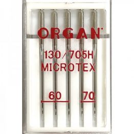 Голки швейні для мікротекстилю ORGAN MICROTEX №60/70 пластиковий бокс 5 штук для побутових швейних машин