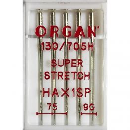 Иглы швейные для cтрейча, лайкры ORGAN SUPER STRETCH №75/90 пластиковый бокс 5 штук для бытовых швейных машин