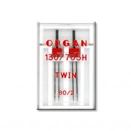 Голки швейні подвійні універсальні ORGAN TWIN №80/2 пластиковий бокс для побутових швейних машин