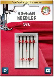 Голки швейні для шовку ORGAN SILK №55 для побутових швейних машин блістерна упаковка 5 штук