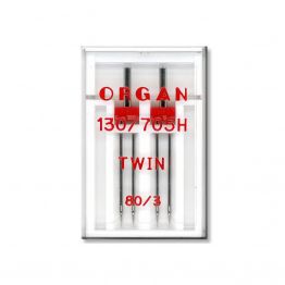 Иглы швейные двойные универсальные ORGAN TWIN №80/3 пластиковый бокс для бытовых швейных машин