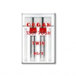 Иглы швейные двойные универсальные ORGAN TWIN №90/3 пластиковый бокс для бытовых швейных машин