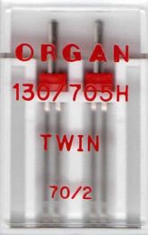 Иглы швейные двойные универсальные ORGAN TWIN №70/2 пластиковый бокс для бытовых швейных машин